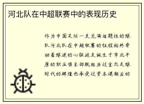 河北队在中超联赛中的表现历史