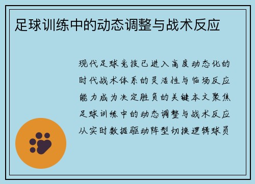 足球训练中的动态调整与战术反应